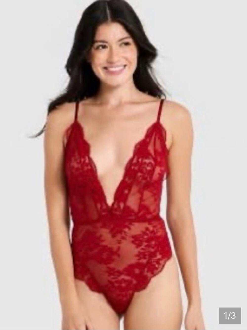 Women's Deep-V Unlined Lace Lingerie Bodysuit - Auden. Bin#9